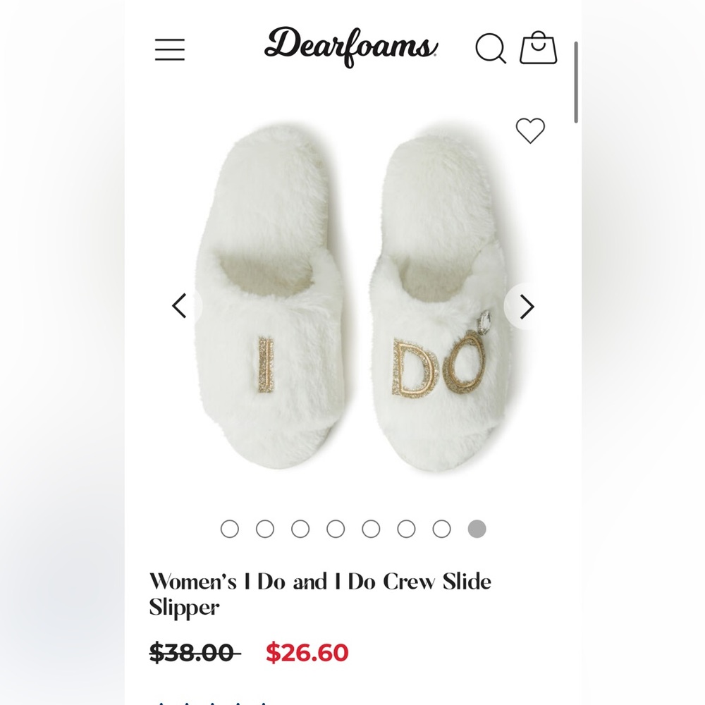 NWT Dearfoams I Do slippers